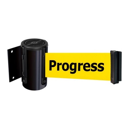 Lawrence Metal Prod. Tensabarrier Magnetic Retractable Belt Barrier, Black Case W/7-1/2' Yellow inCleaningin Belt 896-M-33-STD-YC-D